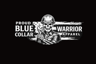 Blue Collar Warrior Apparel wide white logo on black