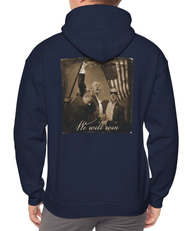 "We Will Win" Trump Fist in the Air Hooded Sweatshirt