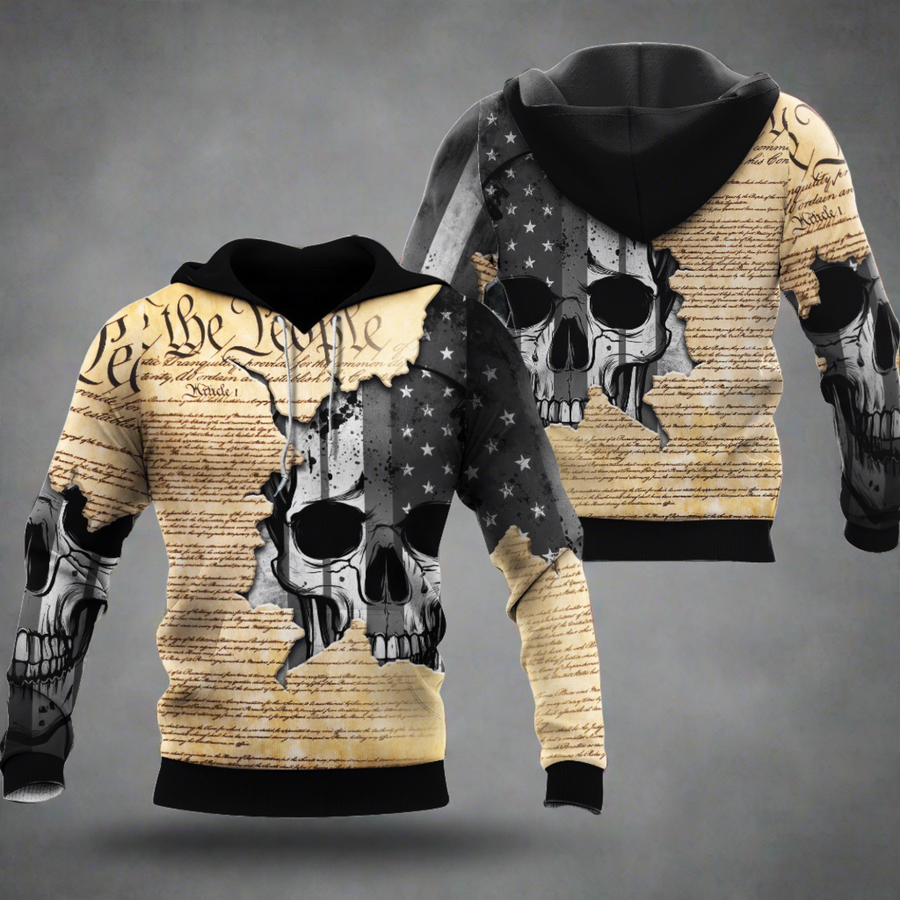 We the People Skull Hoodie with patriotic American skull artwork